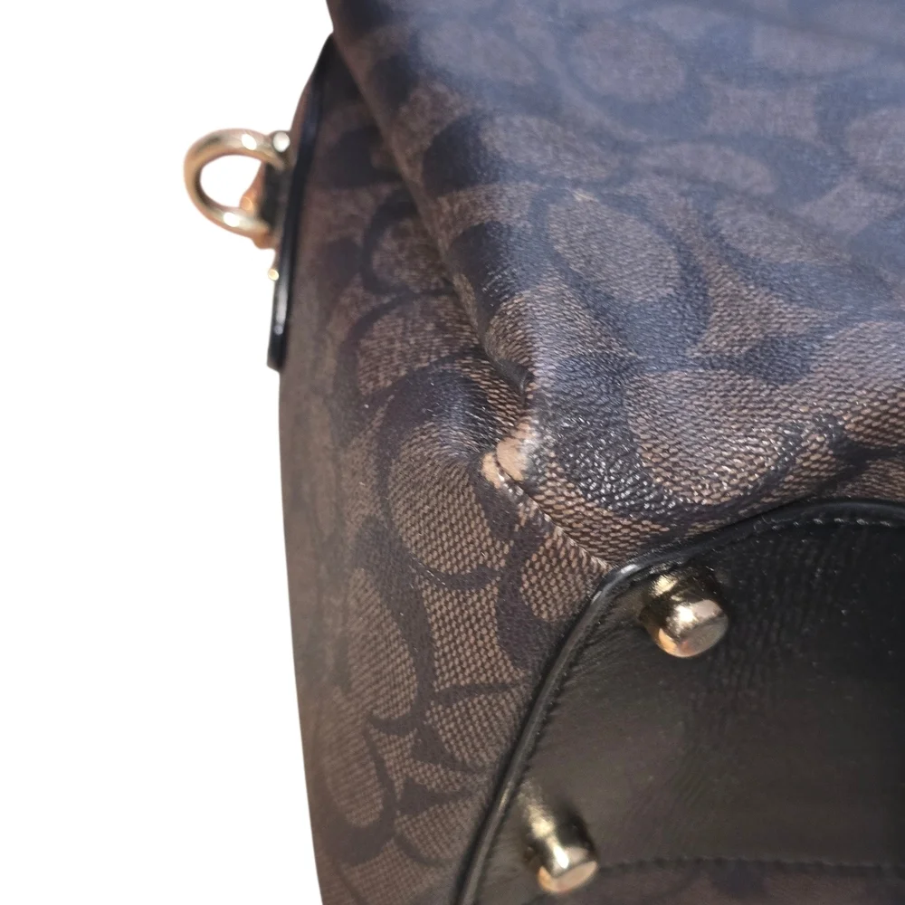 Coach Lillie Carryall Brown Signature Canvas Handbag Purse